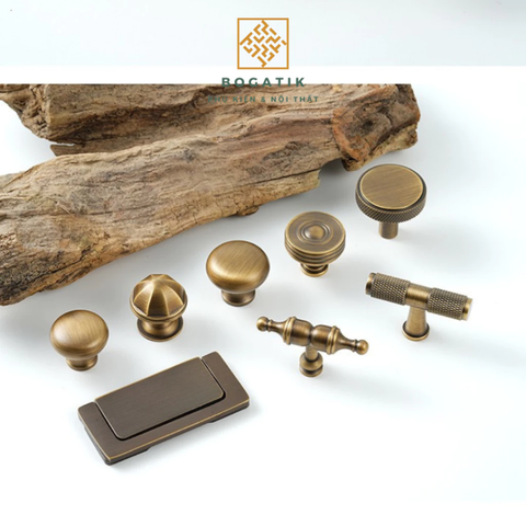 Tay nắm cửa tủ ngăn kéo, tay nắm tủ bếp chất liệu đồng thau cao cấp phong cách vintage, antique DT03
