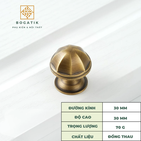 Tay nắm cửa tủ ngăn kéo, tay nắm tủ bếp chất liệu đồng thau cao cấp phong cách vintage, antique DT03