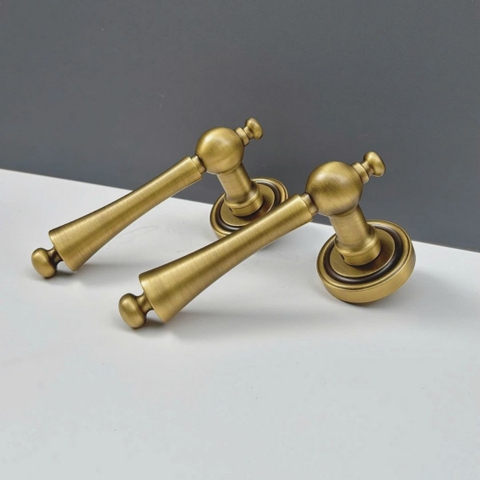 Khóa cửa phân thể đồng thau màu đồng cổ, chất liệu đồng thau kiểu dáng phễu ngược