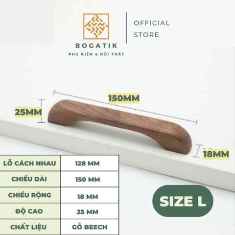 Tay nắm cửa tủ ngăn kéo tay nắm tủ bếp BOGATIK gỗ BEECH, gỗ WALNUT màu nâu phong cách tối giản