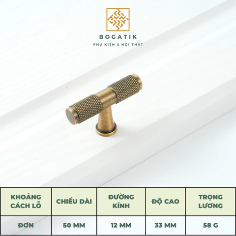 Tay nắm cửa tủ ngăn kéo, tay nắm tủ bếp chất liệu đồng thau cao cấp phong cách vintage, antique DT03