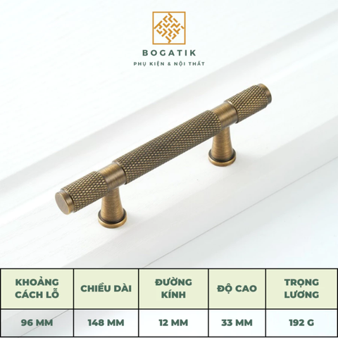 Tay nắm cửa tủ ngăn kéo, tay nắm tủ bếp chất liệu đồng thau cao cấp phong cách vintage, antique DT03
