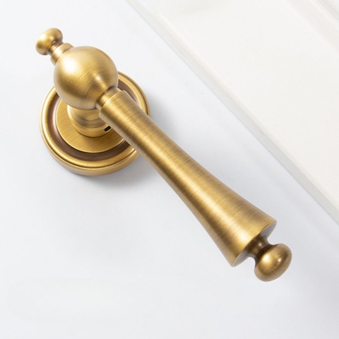 Khóa cửa phân thể đồng thau màu đồng cổ, chất liệu đồng thau kiểu dáng phễu ngược