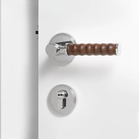 Tay nắm cửa gỗ, khóa cửa phân thể đồng thau cao cấp DR008