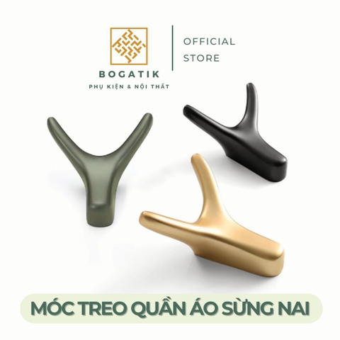 Móc treo tường móc treo quần áo gắn tường BOGATIK sừng nai hợp kim 3 MÀU tinh tế và nghệ thuật