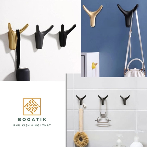 Móc treo tường móc treo quần áo gắn tường BOGATIK sừng nai hợp kim 3 MÀU tinh tế và nghệ thuật