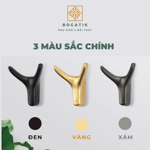 Móc treo tường móc treo quần áo gắn tường BOGATIK sừng nai hợp kim 3 MÀU tinh tế và nghệ thuật