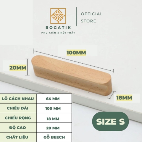 Tay nắm cửa tủ ngăn kéo tay nắm tủ bếp BOGATIK gỗ BEECH, gỗ WALNUT màu nâu phong cách tối giản