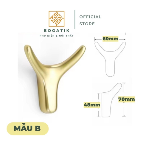 Móc treo tường móc treo quần áo gắn tường BOGATIK sừng nai hợp kim 3 MÀU tinh tế và nghệ thuật