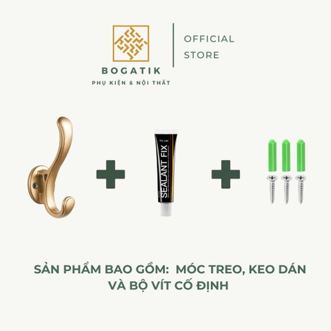 Móc treo tường móc treo quần áo gắn tường BOGATIK chất liệu nhôm bền chắc tặng kèm keo dán và vít bắn
