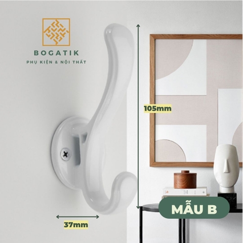 Móc treo tường móc treo quần áo gắn tường BOGATIK chất liệu nhôm bền chắc tặng kèm keo dán và vít bắn