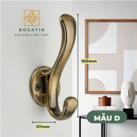 Móc treo tường móc treo quần áo gắn tường BOGATIK chất liệu nhôm bền chắc tặng kèm keo dán và vít bắn