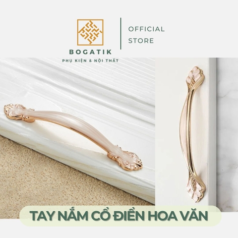 Tay nắm cửa tủ ngăn kéo tay nắm tủ bếp đuôi hoa văn chất liệu hợp kim tinh tế & tối giản