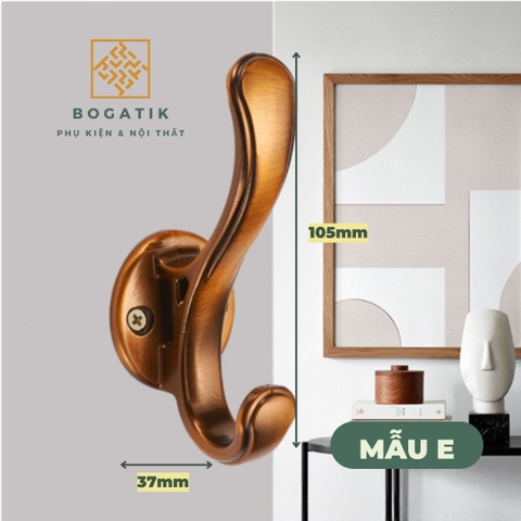 Móc treo tường móc treo quần áo gắn tường BOGATIK chất liệu nhôm bền chắc tặng kèm keo dán và vít bắn