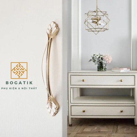 Tay nắm cửa tủ ngăn kéo tay nắm tủ bếp đuôi hoa văn chất liệu hợp kim tinh tế & tối giản