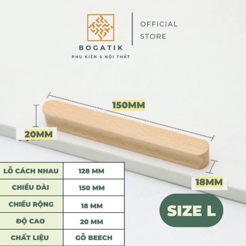 Tay nắm cửa tủ ngăn kéo tay nắm tủ bếp BOGATIK gỗ BEECH, gỗ WALNUT màu nâu phong cách tối giản