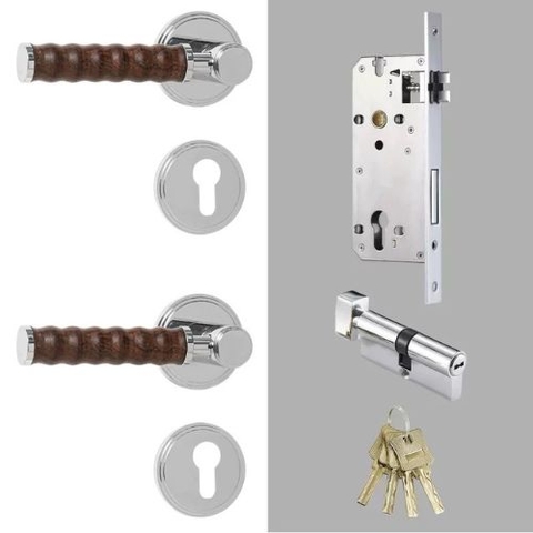 Tay nắm cửa gỗ, khóa cửa phân thể đồng thau cao cấp DR008