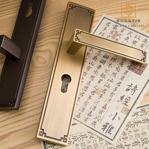 Khóa cửa lớn kiểu Trung Quốc mới mở rộng cửa im lặng tay nắm cửa trong nhà phòng ngủ khóa cửa gỗ DTD725