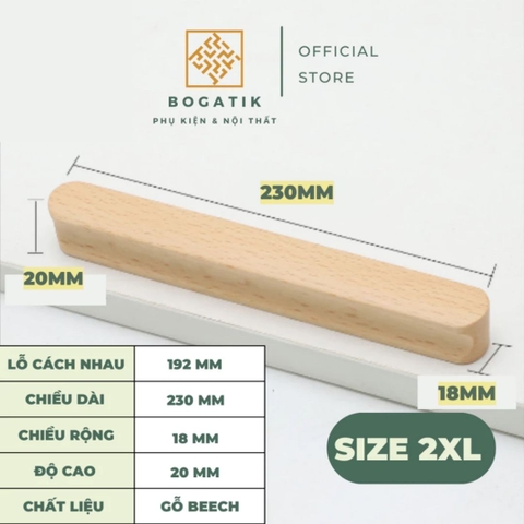 Tay nắm cửa tủ ngăn kéo tay nắm tủ bếp BOGATIK gỗ BEECH, gỗ WALNUT màu nâu phong cách tối giản