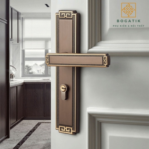 Khóa cửa lớn kiểu Trung Quốc mới mở rộng cửa im lặng tay nắm cửa trong nhà phòng ngủ khóa cửa gỗ DTD727
