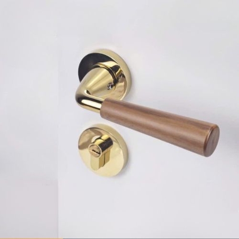 Khoá cửa phòng tay gạt hợp kim kẽm + gỗ óc chó cao cấp sang trọng TENTI