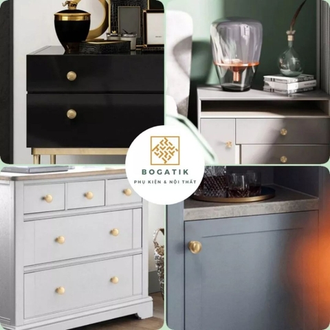 Núm tay nắm tủ bếp, tay nắm tủ quần áo nhiều kiểu dáng, kích thước chất liệu đồng thau cao cấp