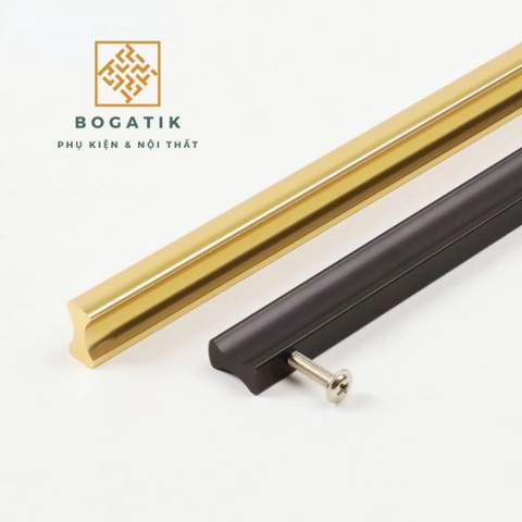 Tay nắm cửa tủ ngăn kéo tay nắm tủ bếp hợp kim nhôm hình chữ I màu vàng kim chất lượng cao