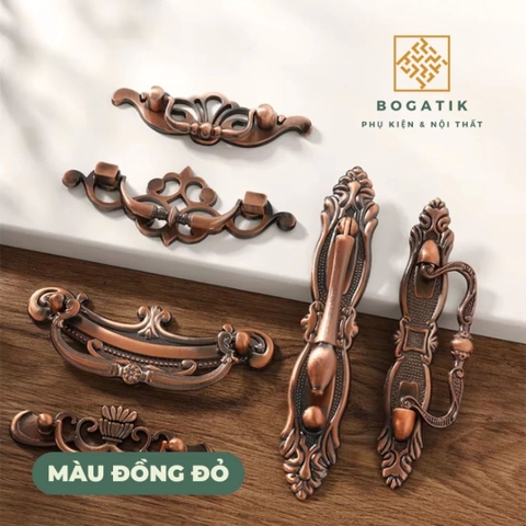 Tay nắm cửa tủ, ngăn kéo, tay nắm cửa gỗ CỔ ĐIỂN chất liệu HỢP KIM màu ĐỒNG tinh tế, thẩm mỹ