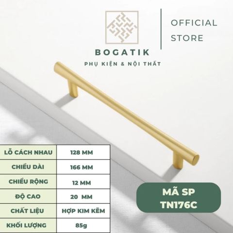 Núm cửa tủ ngăn kéo, tủ bếp hợp kim kẽm màu vàng kim nặng tay, cao cấp và hiện đại