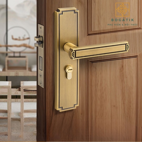 Khóa cửa lớn kiểu Trung Quốc mới mở rộng cửa im lặng tay nắm cửa trong nhà phòng ngủ khóa cửa gỗ DTD723