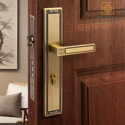Khóa cửa lớn kiểu Trung Quốc mới mở rộng cửa im lặng tay nắm cửa trong nhà phòng ngủ khóa cửa gỗ DTD724