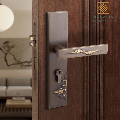 Khóa cửa lớn kiểu Trung Quốc mới mở rộng cửa im lặng tay nắm cửa trong nhà phòng ngủ khóa cửa gỗ DTD733
