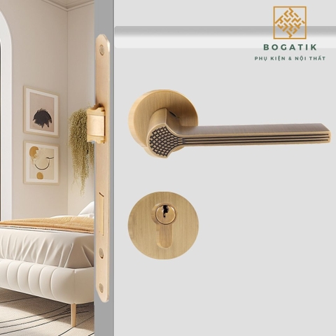 Khóa cửa phòng tách rời, im lặng họa tiết cánh quạt hoàn toàn bằng đồng sang trọng nhẹ nhàng DTD742