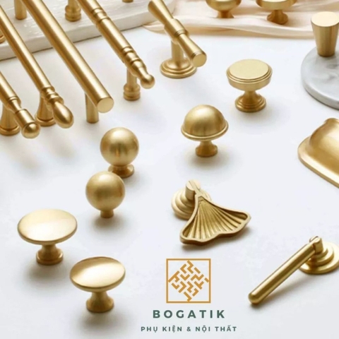 Núm tay nắm tủ bếp, tay nắm tủ quần áo nhiều kiểu dáng, kích thước chất liệu đồng thau cao cấp