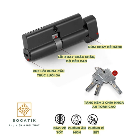 Tay nắm phân thể, khóa cửa tay gạt khóa cửa tròn AURA hợp kim nhôm, kiểu dáng hiện đại tối giản