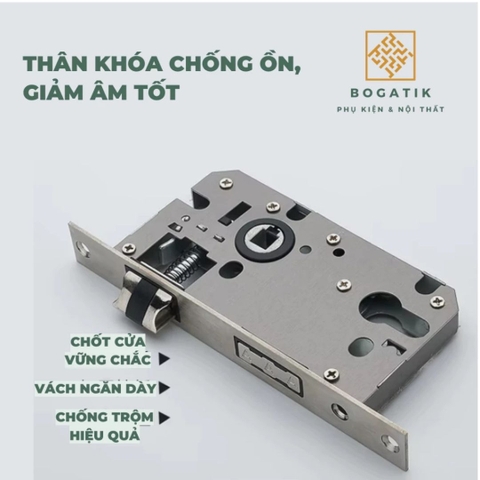 Khóa cửa tay gạt, tay nắm phân thể dùng cho cửa gỗ HANA hợp kim nhôm phong cách hiện đại tối giản