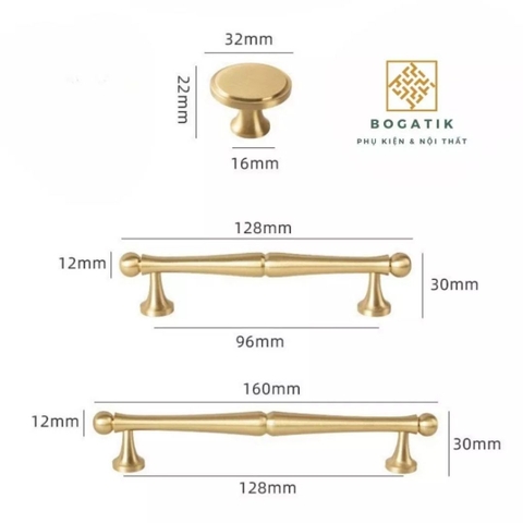 Tay nắm tủ bếp, tay nắm tủ quần áo chất liệu đồng thau cao cấp DT811