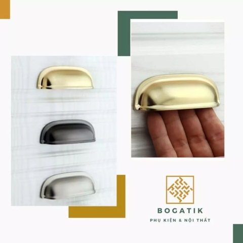 Tay nắm cửa tủ ngăn kéo tay nắm móc kéo hình vỏ sò kèm vít hợp kim phong cách châu Âu