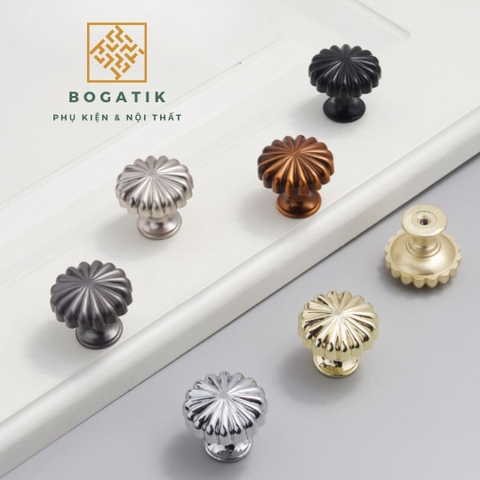 Núm tay cửa tủ ngăn kéo núm tay TRÒN bí ngô BOGATIK NHIỀU MÀU chất liệu HỢP KIM cao cấp