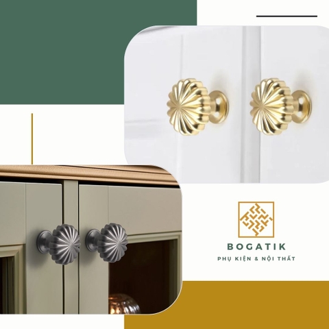 Núm tay cửa tủ ngăn kéo núm tay TRÒN bí ngô BOGATIK NHIỀU MÀU chất liệu HỢP KIM cao cấp