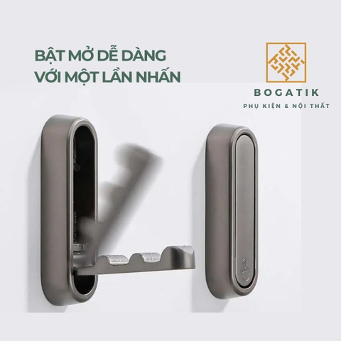 Móc treo gắn tường móc treo đồ GẬP 90 độ chất liệu HỢP KIM cao cấp tặng kèm KEO DÁN và ốc vít