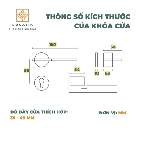 Khoá cửa tay gạt khóa cửa gỗ OPERA công trình chất liệu hợp kim nhôm 3 MÀU tinh tế và chất lượng tốt