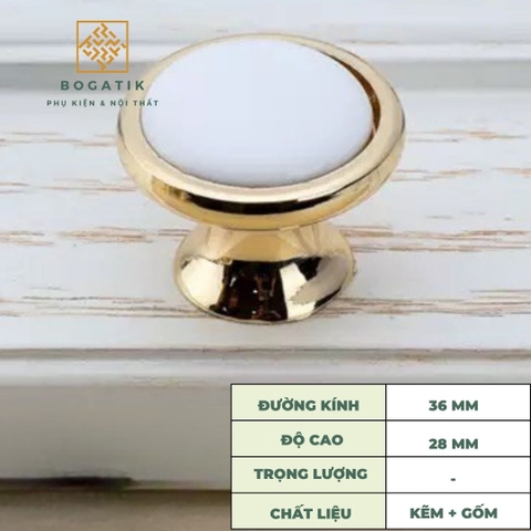 Tay nắm tủ bếp, tủ quần áo, chất liệu kết hợp gốm và hợp kim kẽm, phong cách tân cổ điển cao cấp