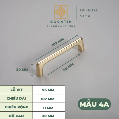 Tay nắm,núm cửa tủ ngăn kéo BOGATIK hợp kim KẼM VÀNG BÓNG hiện đại & cao cấp