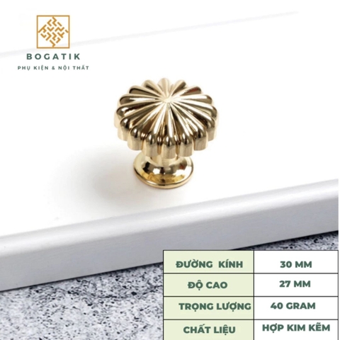 Núm tay cửa tủ ngăn kéo núm tay TRÒN bí ngô BOGATIK NHIỀU MÀU chất liệu HỢP KIM cao cấp