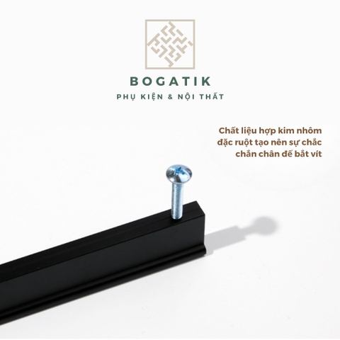 Tay nắm cửa tủ tay nắm tủ bếp dạng thanh chữ I chất liệu hợp kim nhôm màu đen mạ carbon hiện đại