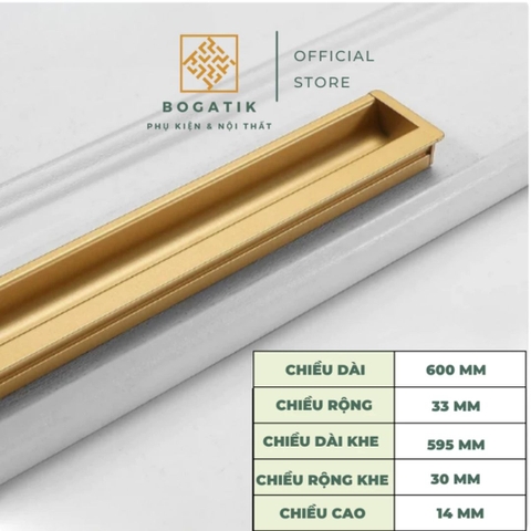 Tay nắm tủ âm cửa xẻ rãnh màu ĐEN, VÀNG cạnh DÀI 1M hợp kim hiện đại và tinh tế