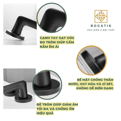 Tay nắm phân thể, khóa cửa tay gạt khóa cửa tròn AURA hợp kim nhôm, kiểu dáng hiện đại tối giản