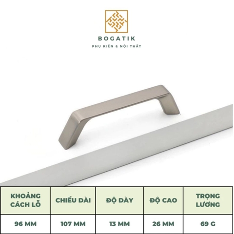 Tay nắm cửa tủ ngăn kéo, tay nắm tủ bếp hợp kim kẽm màu BẠC NIKEL nặng tay cao cấp và hiện đại