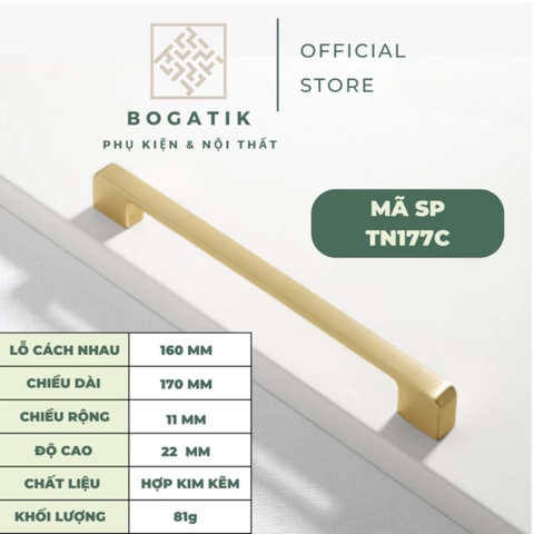 Núm cửa tủ ngăn kéo, tủ bếp hợp kim kẽm màu vàng kim nặng tay, cao cấp và hiện đại